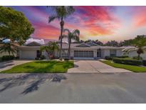 Single-story home with a two-car garage and well-manicured lawn at 812 Mccallister Ave, Sun City Center, FL 33573