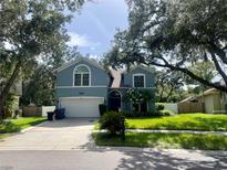 Two-story house with blue siding and a white garage door at 4031 Quail Briar Dr, Valrico, FL 33596
