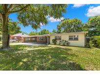 Ranch-style home with a spacious lawn and covered patio at 1213 E Frierson Ave, Tampa, FL 33603