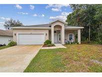 One-story house with a white garage door and a landscaped lawn at 6439 Taylor Ct, New Port Richey, FL 34653