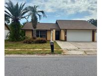 Charming single-story home with a well-maintained lawn, large palm trees and a two car garage at 7702 Ivory Ter, New Port Richey, FL 34655