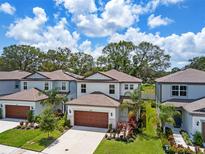 Two-story house with brown door and landscaped yard at 2953 Pier Pointe Ln, Clearwater, FL 33760