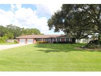 Ranch-style brick home with a large yard and mature oak tree at 5302 Turkey Creek Rd, Plant City, FL 33567