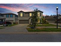 Two-story home with gray exterior and attached garage at 12941 Wildflower Meadow Dr, Riverview, FL 33579