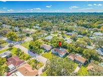 Aerial view of the house, showcasing its location in a residential neighborhood at 10 N Mercury Ave, Clearwater, FL 33765