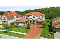 Luxury home with brick driveway and Spanish tile roof at 8414 Dunham Station Dr, Tampa, FL 33647