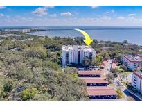 Aerial view of a condo building near the water at 2699 Seville Blvd # 303, Clearwater, FL 33764