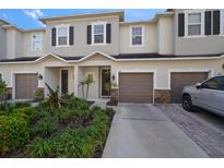 Townhouse with a two-car garage and landscaping at 206 Cabernet Way, Oldsmar, FL 34677