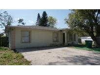 Beige single-story house with a concrete driveway and tree casting shade over the front yard at 1801 E Navajo Ave, Tampa, FL 33612