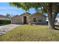Charming home with a well-manicured lawn and mature landscaping at 35502 Welby Ct, Zephyrhills, FL 33541