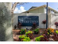 Community entrance sign: The Hamptons, with landscaping at 237 Thorn Tree Pl # 237, Brandon, FL 33510