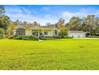 One-story home with a large yard and detached garage at 2501 Rustic Oaks Dr, Lutz, FL 33559