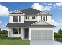 Two-story house with gray garage door and shutters at 5825 S 5Th St, Tampa, FL 33611