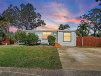 Inviting house exterior featuring a well-maintained lawn and a spacious driveway at 133 80Th N Ave, St Petersburg, FL 33702