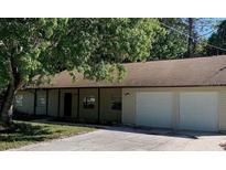 Ranch-style home with two-car garage and mature landscaping at 3384 Fremont Ln, Spring Hill, FL 34607