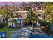 Modern two-story home with wood siding and a palm tree in the front yard at 3612 Bishop Eddie Newkirk Way, Tampa, FL 33605