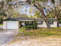 Ranch-style home with attached garage and mature landscaping at 11815 Lakewood Dr, Hudson, FL 34669