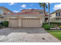 Two-story house with a two-car garage and a brick driveway at 18014 Cozumel Isle Dr, Tampa, FL 33647