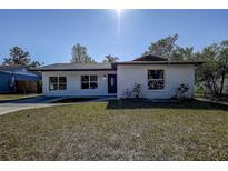 Newly renovated home with a white exterior, fresh landscaping, and a spacious driveway at 205 Circle Hill Dr, Brandon, FL 33510