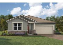 One-story home with gray siding, brown roof, and a two-car garage at 11575 Myakka Blue Dr, Venice, FL 34293