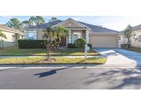 One-story house with a two-car garage and landscaped lawn at 3602 Juneberry Dr, Wesley Chapel, FL 33543