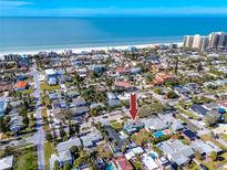 Aerial view showing home's location near the beach at 815 Lantana Ave, Clearwater Beach, FL 33767