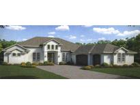 Elegant two-story home with a tile roof, three-car garage, and landscaped yard at 5317 Lake Venice Dr, Wimauma, FL 33598
