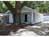 Charming bungalow with gray siding, mature tree, and a well-manicured yard at 8010 N 11Th St, Tampa, FL 33604