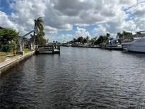 Canal with boat docks, boat lift, and lush tropical vegetation at 914 Sago Palm Way, Apollo Beach, FL 33572