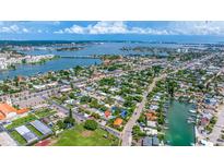 Aerial view of property location, showing nearby water and city at 490 82Nd Ave, St Pete Beach, FL 33706