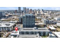 Aerial view showcasing building location and urban surroundings at 101 N 12Th St # 207, Tampa, FL 33602