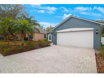 Two-story house with gray exterior, white garage door, and paved driveway at 10212 Grant Creek Dr, Tampa, FL 33647