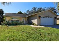 Nice curb appeal! This single-story home features a two-car garage and well-manicured lawn at 7838 Avenal Loop, New Port Richey, FL 34655
