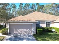 Charming single-story home with a well-maintained lawn and a two-car garage at 5549 Autumn Shire Dr, Zephyrhills, FL 33541