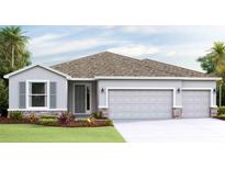 Two-story house with gray siding, two-car garage, and landscaped front yard at 913 160Th E Ln, Bradenton, FL 34212