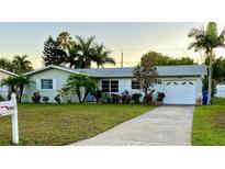 Charming single-story home featuring a well-manicured lawn and an attached garage at 6951 S Shore S Dr, South Pasadena, FL 33707