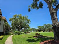 Scenic view of the lush golf course and manicured landscaping around the property with beautiful blue skies at 3031 Countryside Blvd # 35C, Clearwater, FL 33761
