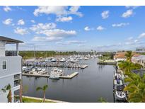 Scenic marina view with boats docked, under a blue sky with scattered clouds at 3027 Bermuda Sloop Cir, Ruskin, FL 33570