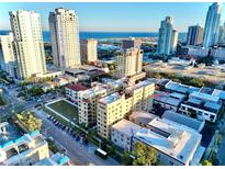 A captivating aerial view of the city skyline, showcasing the stunning waterfront and surrounding buildings at 130 4Th N Ave # 414, St Petersburg, FL 33701