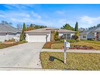 Charming single-story home with a well-manicured lawn and attached two-car garage at 4251 Whittner Dr, Land O Lakes, FL 34639
