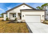 Charming single-Gathering home featuring a well-manicured lawn, two-car garage, and stone accents at 2436 Jacobs St, Port Charlotte, FL 33953