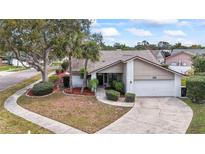 Charming single-story home with a well-manicured lawn and a large driveway at 11308 Pocket Brook Dr, Tampa, FL 33635