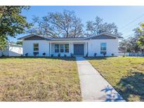 Charming single-story home with fresh white paint, a walkway, and a manicured front yard at 3401 E Hanna Ave, Tampa, FL 33610