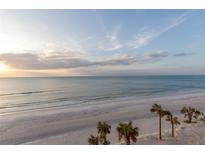 Expansive beach view with tranquil ocean waters and a picturesque horizon at 1600 Gulf Blvd # 512, Clearwater, FL 33767