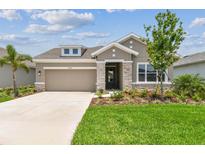 Beautiful single Gathering home with a well-manicured lawn and stone accents at 11842 Richmond Trl, Parrish, FL 34219