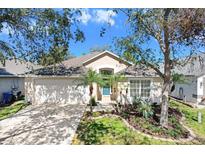 Charming single-story home featuring a well-manicured lawn and a two-car garage at 10120 Somersby Dr, Riverview, FL 33578