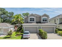 Charming two-story home with a two-car garage and well-manicured landscaping at 450 Harbor Springs Dr, Palm Harbor, FL 34683
