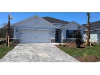 Charming single-story home featuring a brick-paved driveway and well-maintained landscaping at 17036 James Trl, Parrish, FL 34219