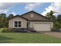 Charming single-story home featuring stone accents and a well-maintained lawn at 18585 Watercolor Ave, Venice, FL 34293