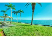Water view from backyard patio with table and umbrella at 19029 Us Highway 19 N # 29E, Clearwater, FL 33764
